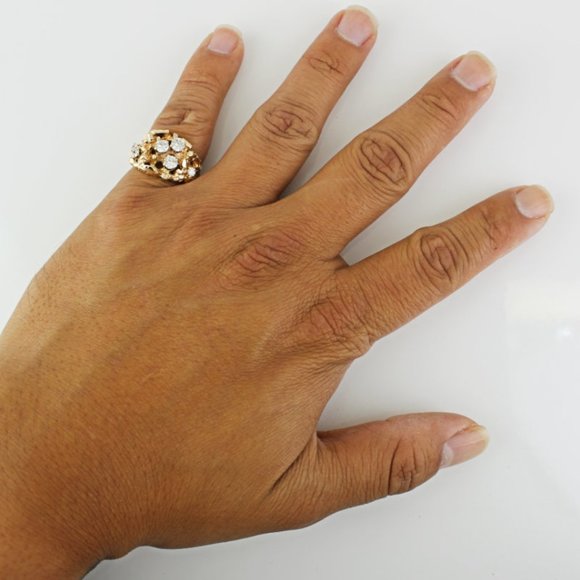 Vintage 14k Rose Gold Diamond Nugget Cocktail Ring by Magic Glo - Picture 9 of 9